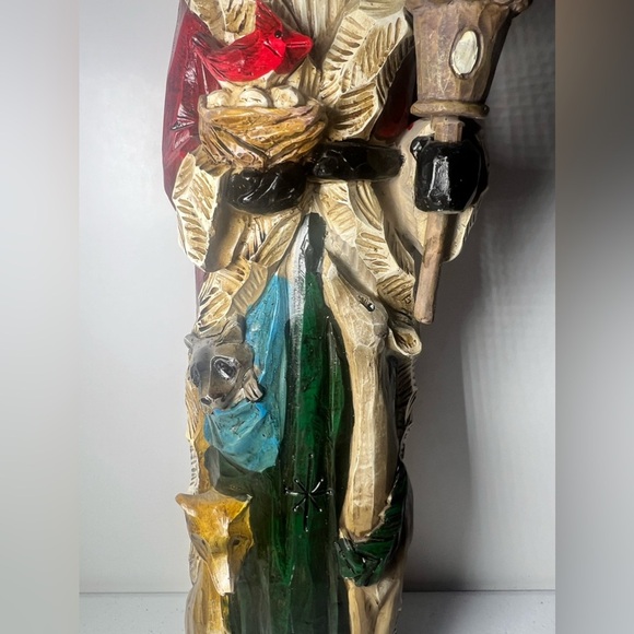 Wooden Carved Pencil Santa Owl Cardinal Bird Fox Raccoon Hand Painted - Picture 2 of 15